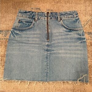 Vintage Sandro Light Blue Denim Skirt with Contrast Topstitching